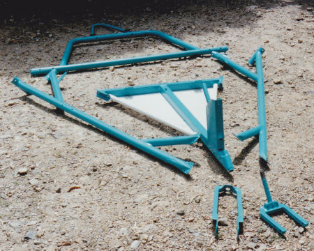 home made landsailer in bits