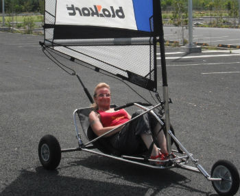 Petra sailing the Blokart