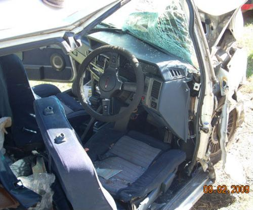 Inside of the wrecked car